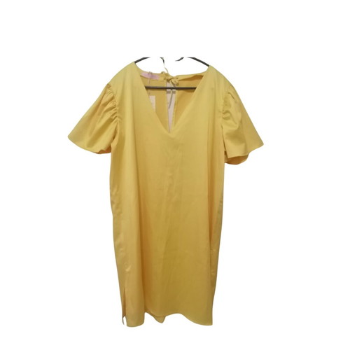 Yellow dress by Georgias Moditi new, cotton satin, medium-large