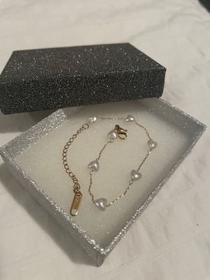 Bracelet with heart-shaped pearls new, stainless steel