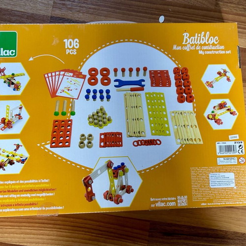 Wooden Construction Set Batibloc 106 Pieces New