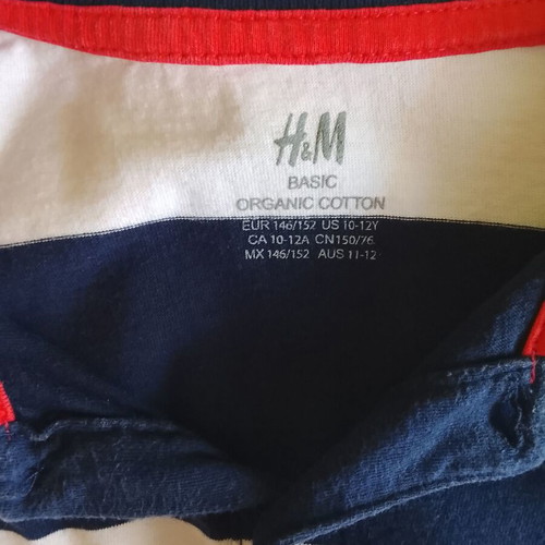 H&M Polo Shirt for Boys 10-12 Years Used, White and Blue