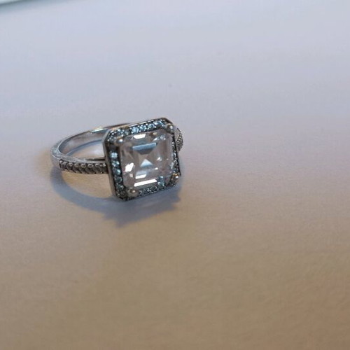 Silver 925 solitaire ring square 19 mm like new