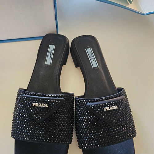 Prada mules slippers size 39, black, new with box and dust bag