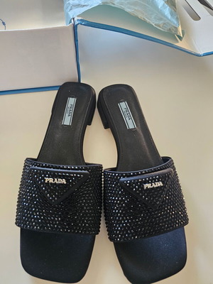 Prada mules slippers size 39, black, new with box and dust bag