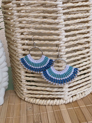 Macrame earrings blue, new, hypoallergenic