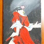  Χειροποιήτος πίνακας ζωγραφικής-ισπανίδα χορεύτρια