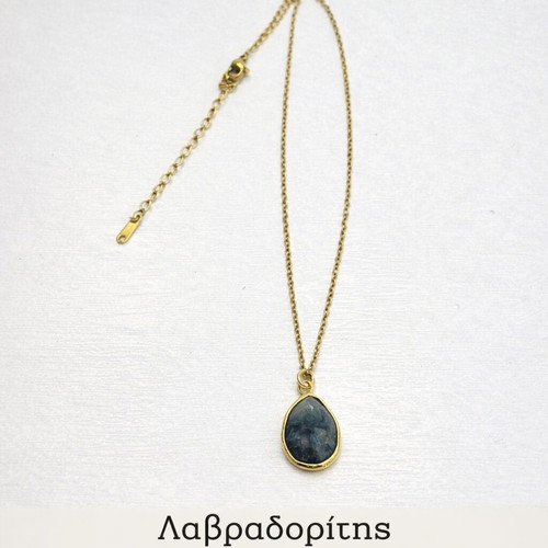 Labradorite necklace new with steel chain, black stone