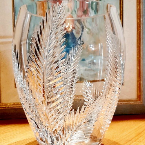 Crystal Vase heavy Bohemia or Rogaska cut lead crystal new