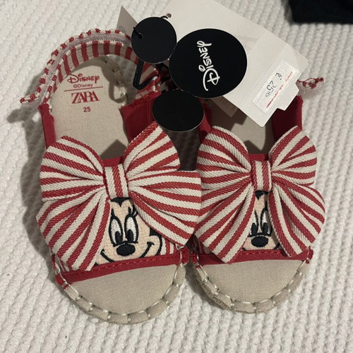 Zara girls sandals new, size 25, beige and red