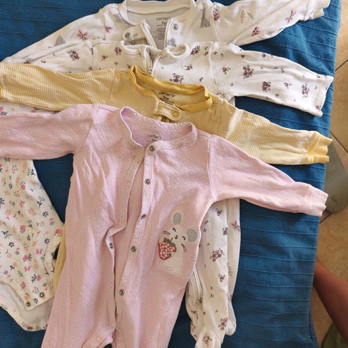 Carter's long sleeve pajamas bundle for babygirl 9 months used with stains