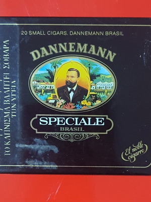 Dannemann cigar case used, metal vintage box for 20 small cigars