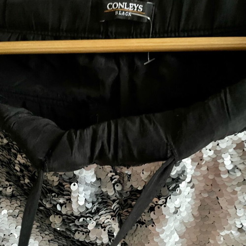 Conleys Black jogger pants Small with silver matte sequins like new