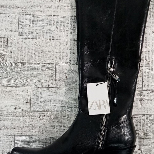 Zara cowboy boots new black size 39