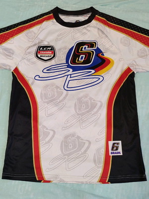 T-shirt jersey polyester Stephan Bradl #6 MotoGP used, white size L