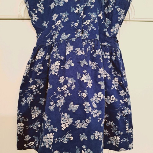 Blue dress with white flowers for baby up to 10 months like new
