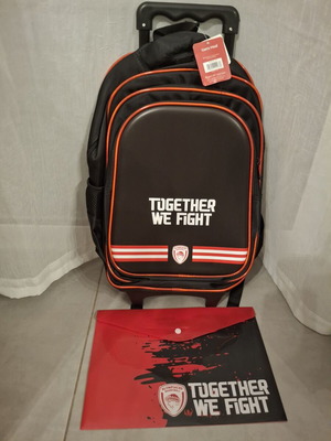 Olympiacos BC school trolley bag Together We Fight new with gift folder