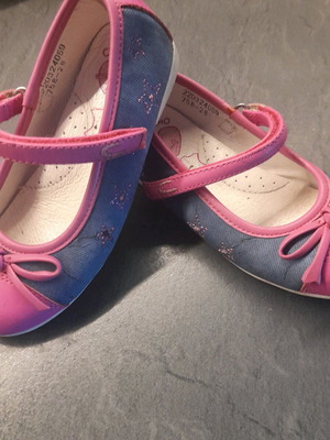 Μπαλαρίνες Crocodilino no 28 μεταχειρισμένες, μπλε με ροζ λουράκια