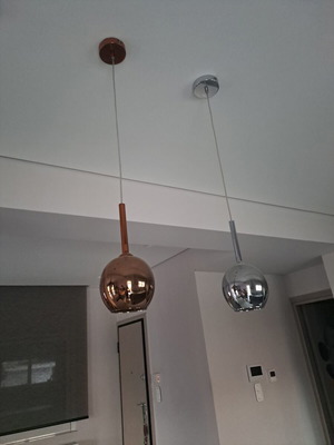 Ceiling lights, 3 pieces, 2 gold and 1 inox