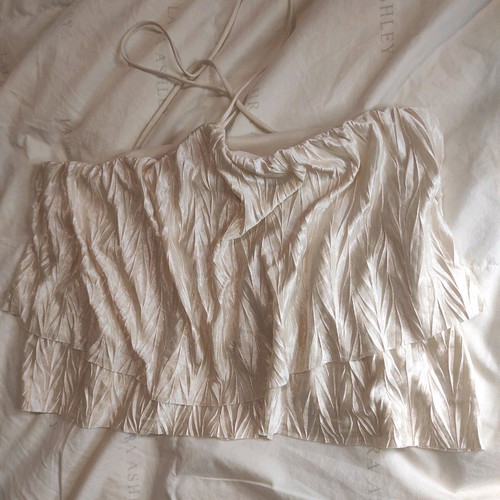 Blouse short with tie beige, size S
