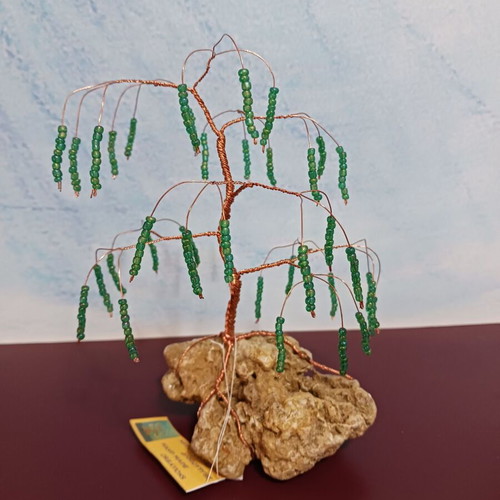 Tree made of copper wire and glass beads new