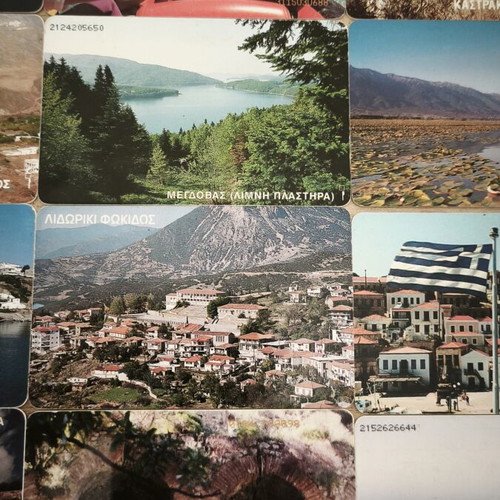 OTE phone card collection, 15 different Greek places, 100 units each