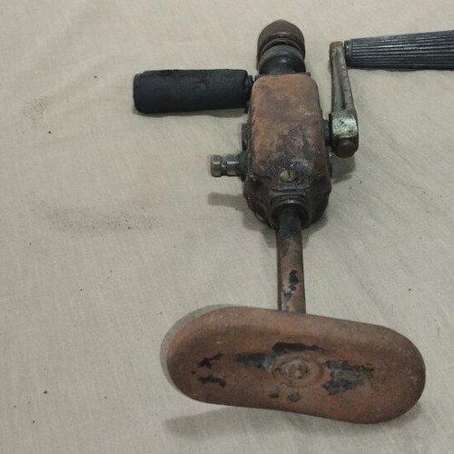 Hand drill used, manual crank