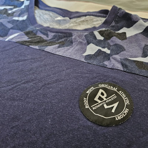 Body Move men's T-shirt XL/XXL, 100% cotton, blue and black