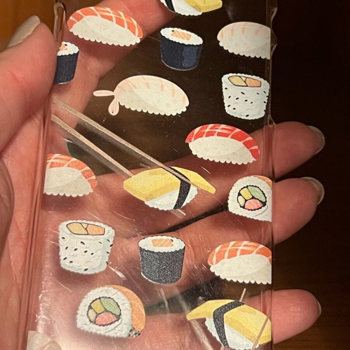 iPhone 6 case transparent with sushi designs in good condition