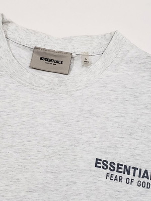 Fear of God Essentials men's cotton short sleeve t-shirt, size M-L, grey