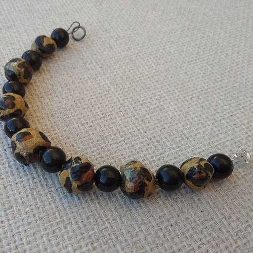Handmade leopard bracelet new with recycled paper beads