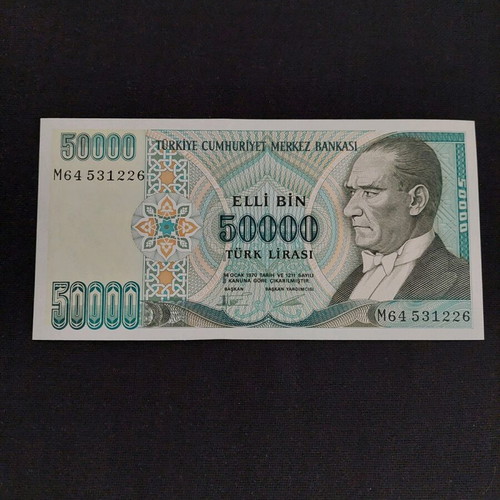 50,000 TL banknote from Turkey new