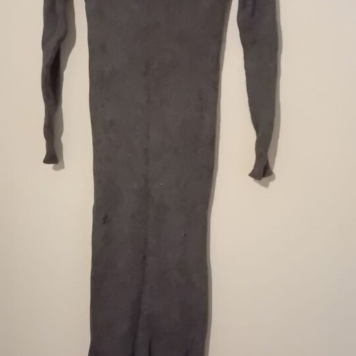 Midi wool dress like new, gray, with neckline