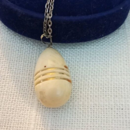 Silver necklace 925 teardrop pendant used with gold-plated details vintage