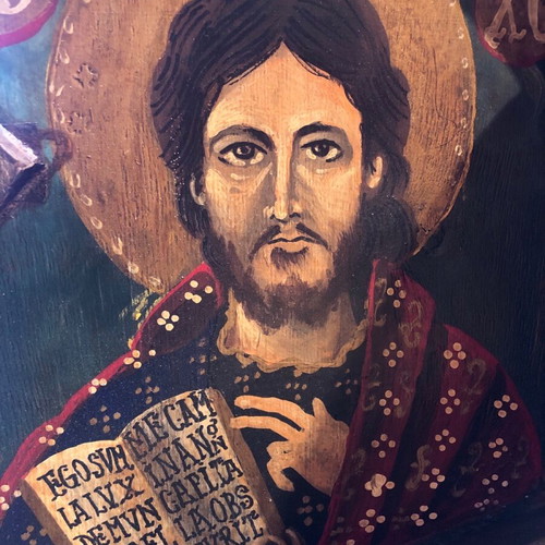 Diptych icon with Jesus Christ and Virgin Mary holding child