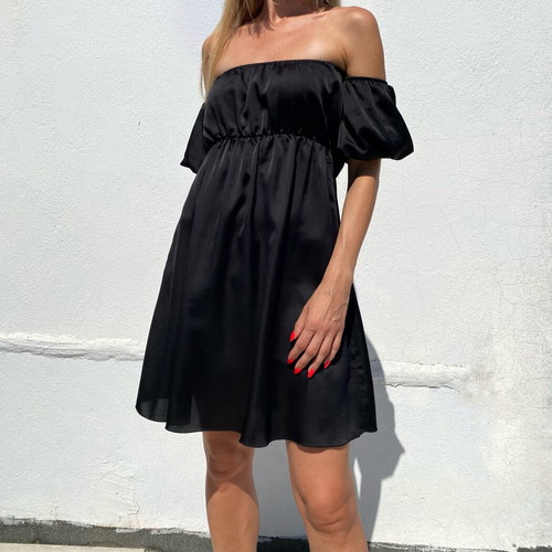 Satin dress black size S like new