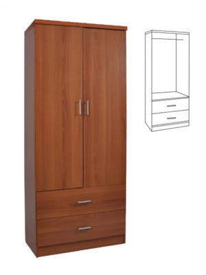 Two-door wardrobe with 2 drawers