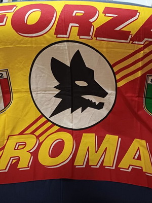 Roma flag used 135cm x 90cm with blue tack residues