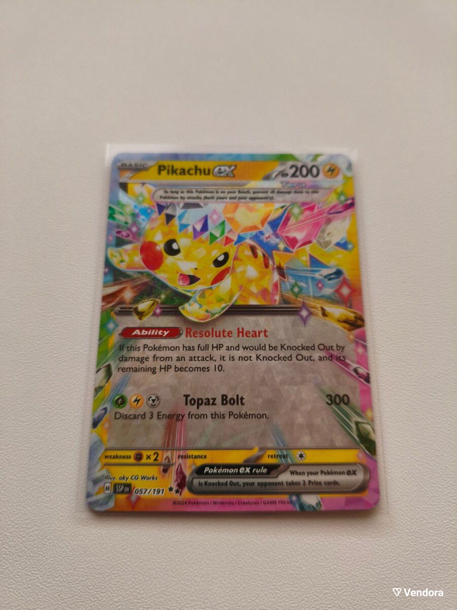 057 191 pokemon card Pikachu ex rr 057/191 Surging Sparks, Toys & Collectibles, Trading Cards, Raw Singles on Carousell showcasing vibrant surge of sparks artwork. Pikachu Pokmon Card 2024 Surging