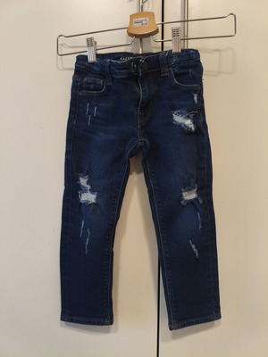 Guess Kids' Ripped Denim Jeans Dark Blue Like New, Age 4
