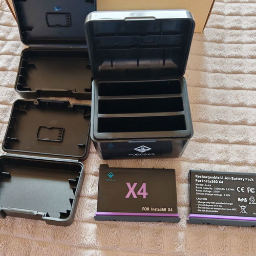 POEOSAS charger with 2 batteries 2500 mAh for Insta360 X4