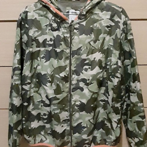 Pull & Bear Windbreaker Jacket Large Unisex New Olive Green Hooded