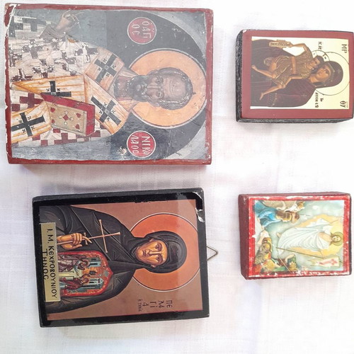 Religious icons used, set of 4 with saints