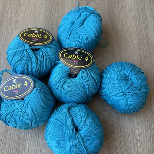 Cotton Cable 4 Yarn Spring Turquoise 5.5 Pieces New