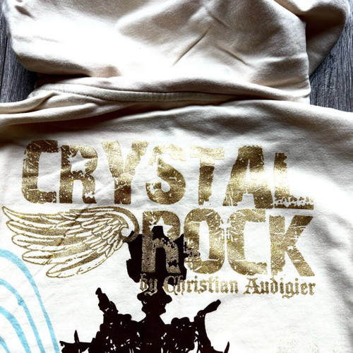 Women's Crystal Rock by Christian Audigier Hoodie Sweatshirt New with Zipper