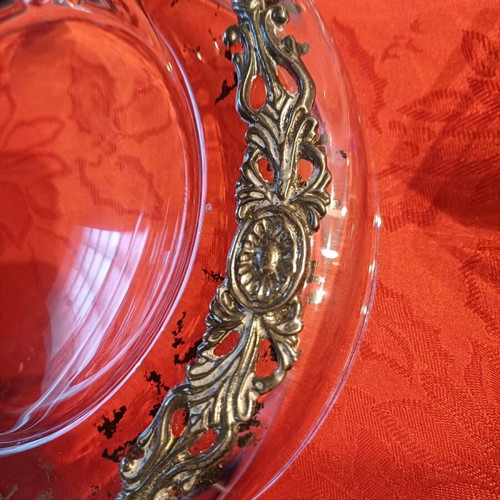 Crystal ashtrays like new with silver finish