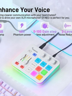 Maono Audio Mixer Interface Bluetooth 48V RGB for Streaming