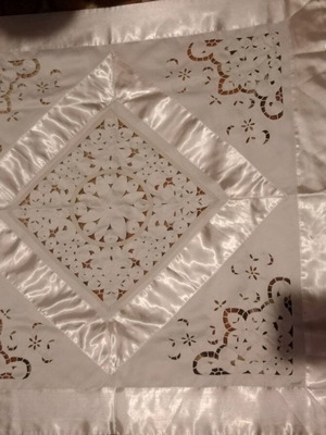 Satin tablecloth like new 1.72 by 1.72 machine-made