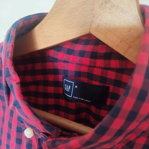 Gap checked shirt size M like new, pink and blue cotton