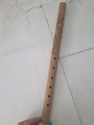 Vintage wooden traditional flute Alpine style used, handcrafted decoration
