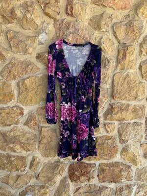 Coquette floral dress like new, size Large, pink multicolor