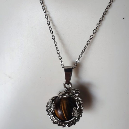 Pendant Chinese Dragon with Tiger Eye Steel new